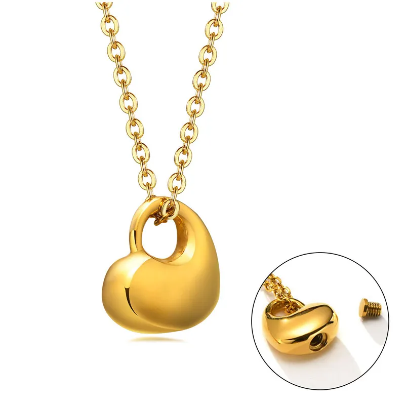 Collier avec pendentif en forme de cœur en forme d'urne en acier inoxydable 316L pour femme, chaîne KOTiK Fashion, couleur noir, or et argent_voghion.com
