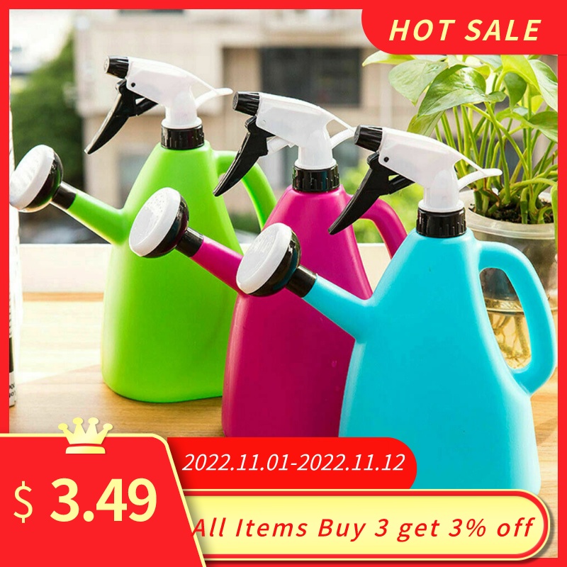 2 In 1 Plastic Watering Can Indoor Garden Plants Pressure Spray Water Kettle Adjustable Sprayer 1L_voghion.com