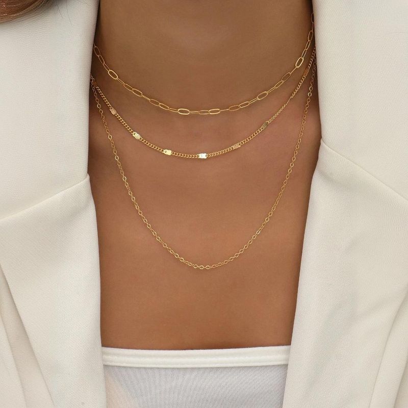 Gioielli, semplici e versatili, leggeri, retrò, geometrici, a strati incrociati, collana multistrato per ragazze_voghion.com
