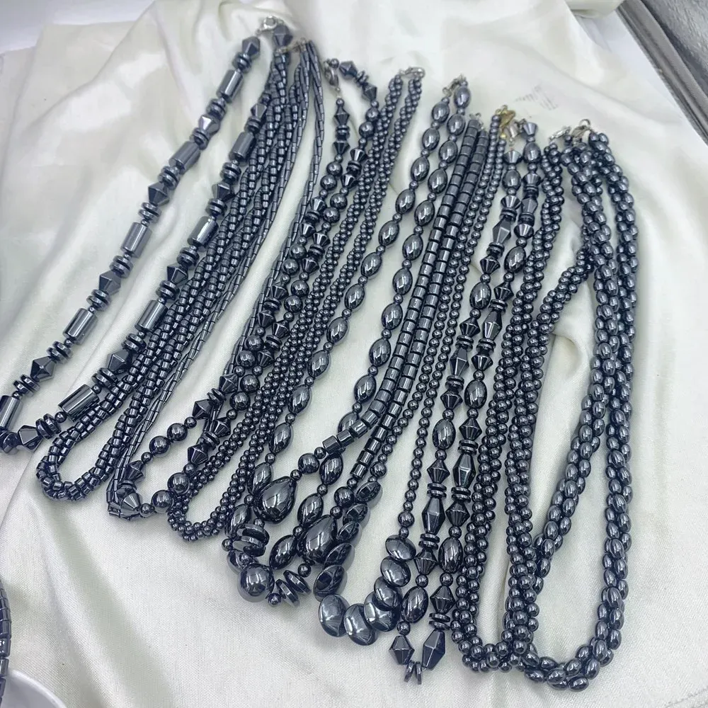 Collier de guérison en hématite avec breloques pour hommes et femmes, perles en pierre naturelle, thérapie, soulagement de l'anxiété, yoga, ras du cou, bijoux_voghion.com