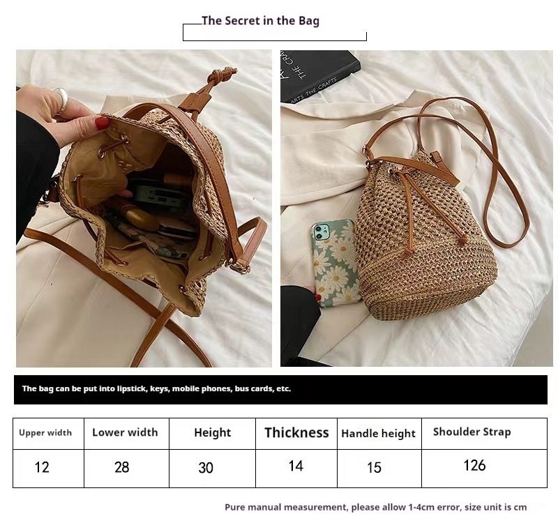 Ausgehöhlte Mode große Kapazität Baby Mama Lebensmitteleinkaufshandtasche süßer gewebter Rucksack gewebte Tasche_voghion.com