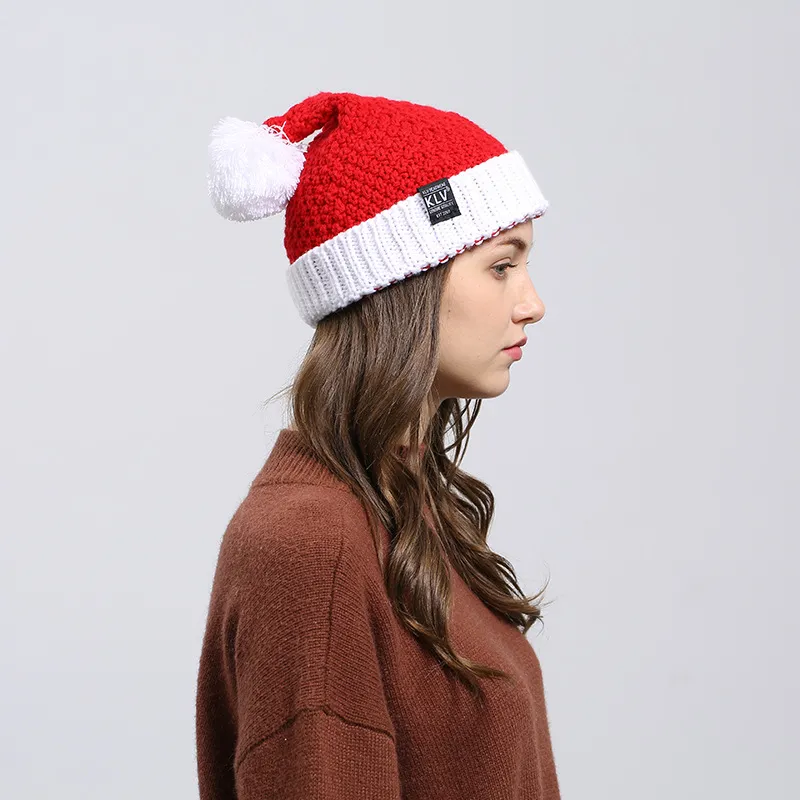 Scarves Sets Ball Christmas Winter Bucket Hats Knit Hat Thicken Warm Casual Outdoor Caps Beanie Red Color_voghion.com
