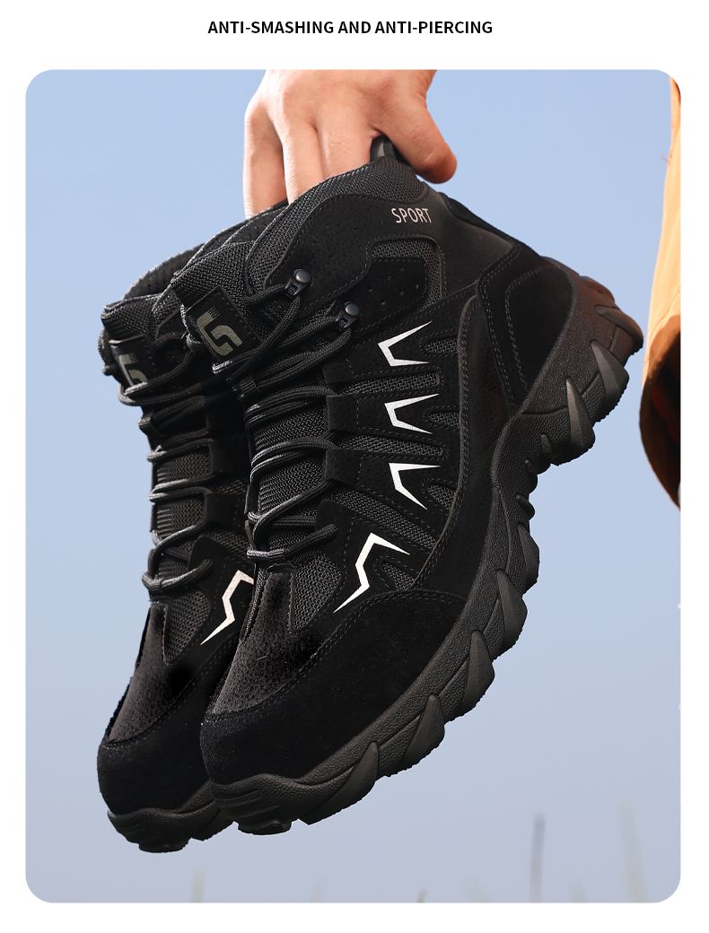GUYISA Scarpe antinfortunistiche con punta in acciaio, stivali anti-sfondamento e perforazione, resistenti all'usura, taglio alto 5057BK 38-45_voghion.com
