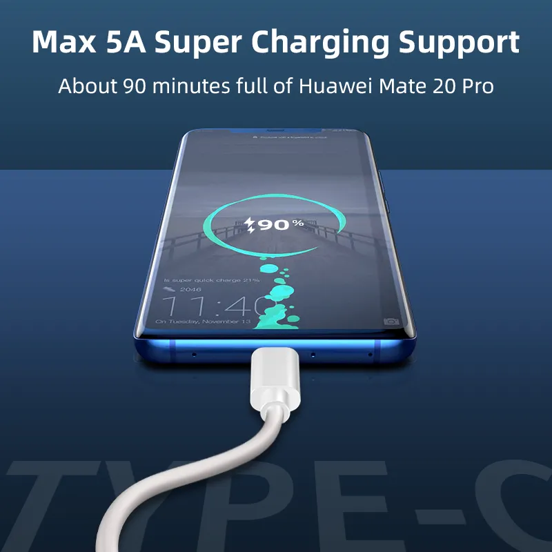AUFU 5A 2m Type C Cable Fast Charging Mobile Phone Charger Type-C Data USB Cord For Huawei P40 Xiaomi Redmi 1m 0.5m 1.5m_voghion.com