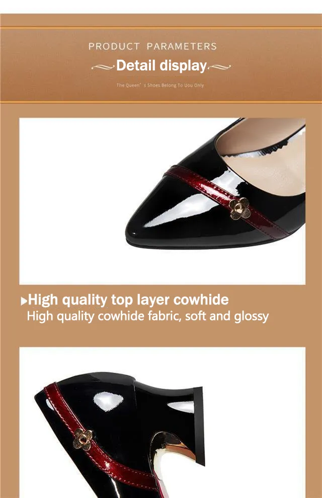 Sapatos femininos de couro fino, salto grosso, temperamento versátil, boca rasa, antiderrapante, trabalho, sapatos individuais, sem salto_voghion.com
