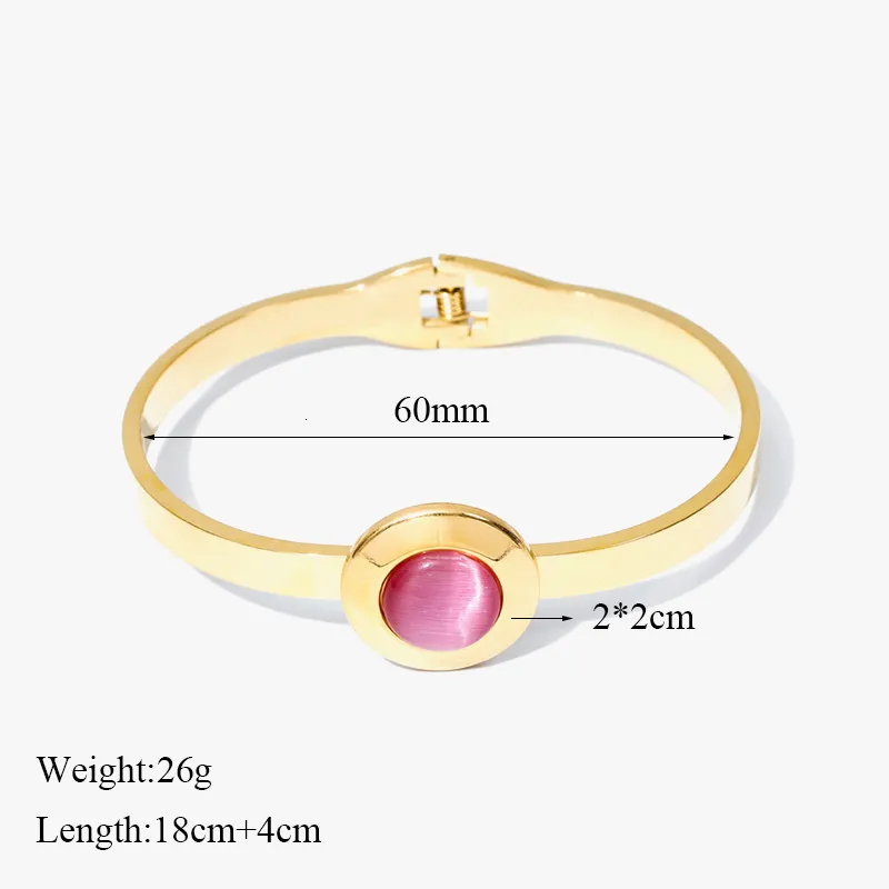 Stone Bangle Bracelet For Women Stainless Steel Waterproof Jewelry_voghion.com