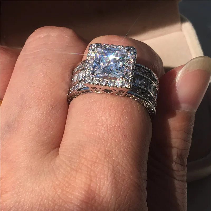 Sterg Sier Band Ring Princess Cut Trouwringen 3ct Lab Dia mode Sieraden Voor Vrouwen vrouw Verloving Jubileum_voghion.com