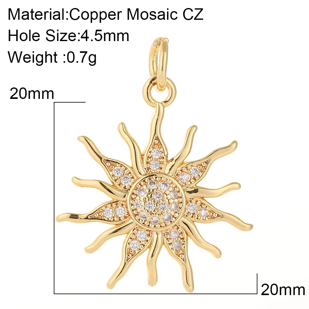 Charms Sun Pendant CZ Crystal Gold Color Sier Flower Pendants For Women DIY Jewelry Making Findings Supplies Wholesale_voghion.com