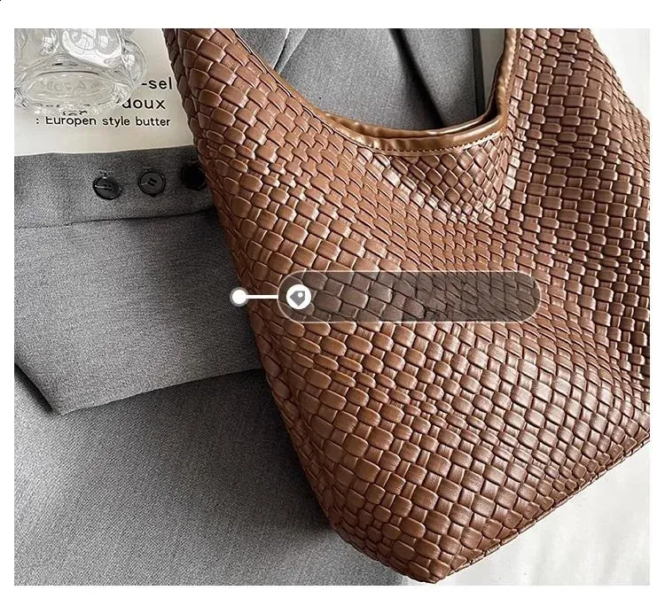 2024 The Style H7 Network Celebrity Weave Woven Carrying Borsa a tracolla grande capacità da donna alla moda retrò 240820_voghion.com