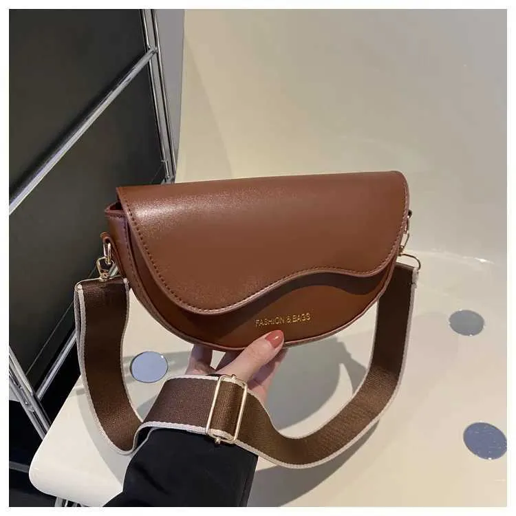 Borsa a tracolla da donna, vintage, tinta unita, piccola, alla moda, in pelle PU, con tracolla larga, da portare sotto le ascelle 01C241217_voghion.com