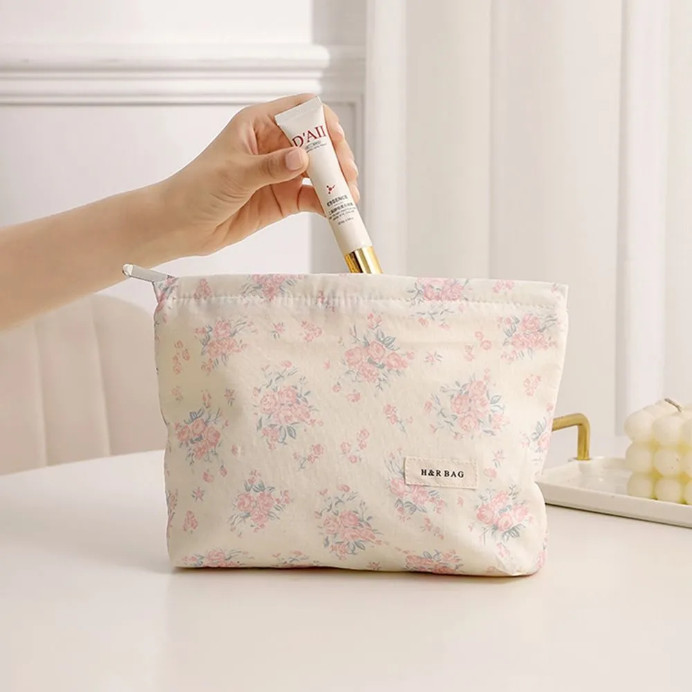 Trousse de rangement multifonction à imprimé floral, grande capacité, idéale pour le maquillage ou les voyages_voghion.com