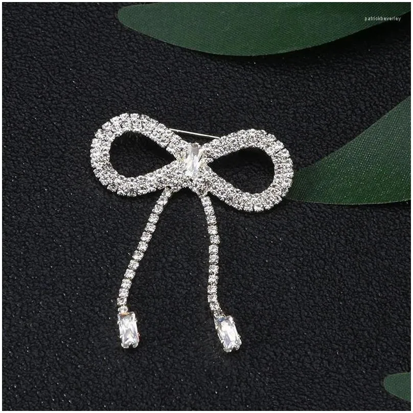 Pins, Romantic Bowknot Brooch Women Temperament Crystal Tassel Pendant Buckle Clothing Dress Bag Hat Accessories Drop_voghion.com