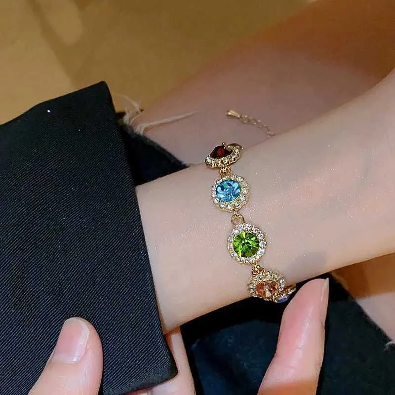 Bangle 2023 New Fashion Multicolor Zircon Gold Plated For Women Vintage Bracelets Wedding Party Jewelry Gift_voghion.com
