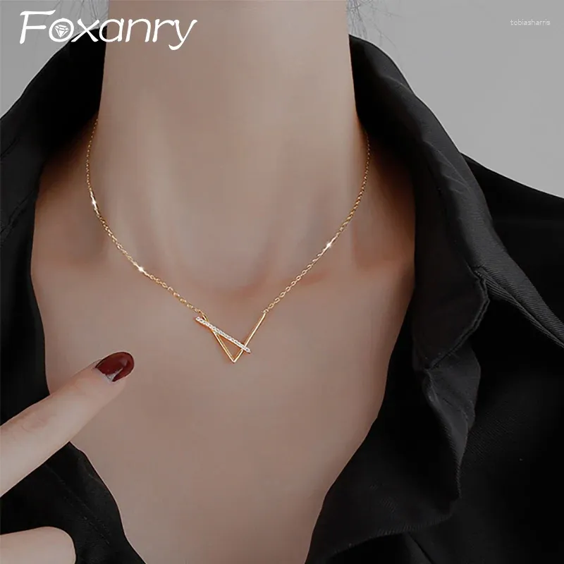 Collier minimaliste géométrique en zircon pour femme, chaîne de clavicule créative, classique, élégante et douce, pour mariage_voghion.com