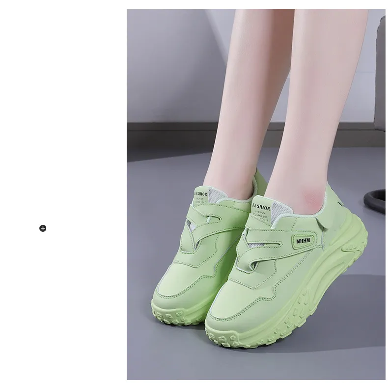 Thick Soled Round Toe Raised Dad Are Soft Comfortable Breathable With Mesh Simple And Versatile Casual Sports Shoes_voghion.com