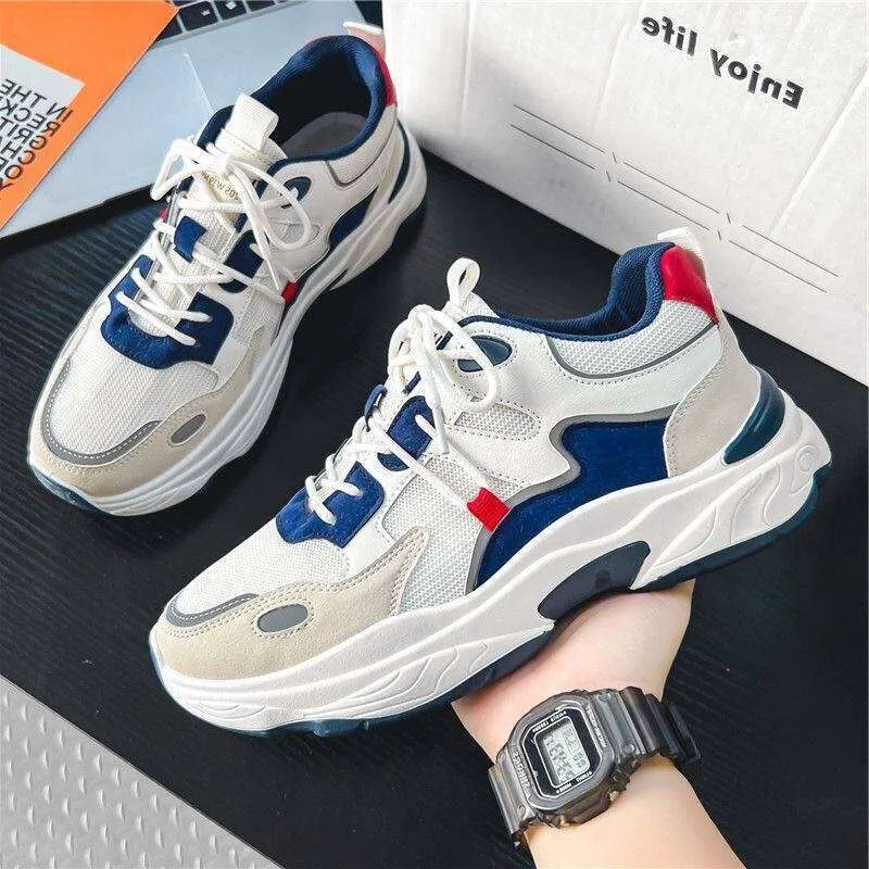 Breathable Men Mesh Athleisure Clunky Running Shoes In Blue_voghion.com