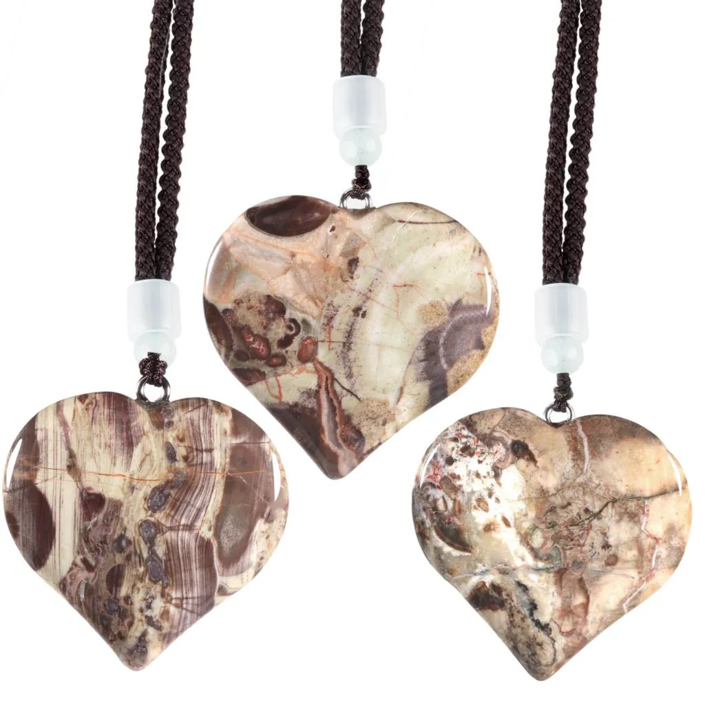 Natural Crystal Heart Pendant Necklace Adjustable Healing Jewelry_voghion.com