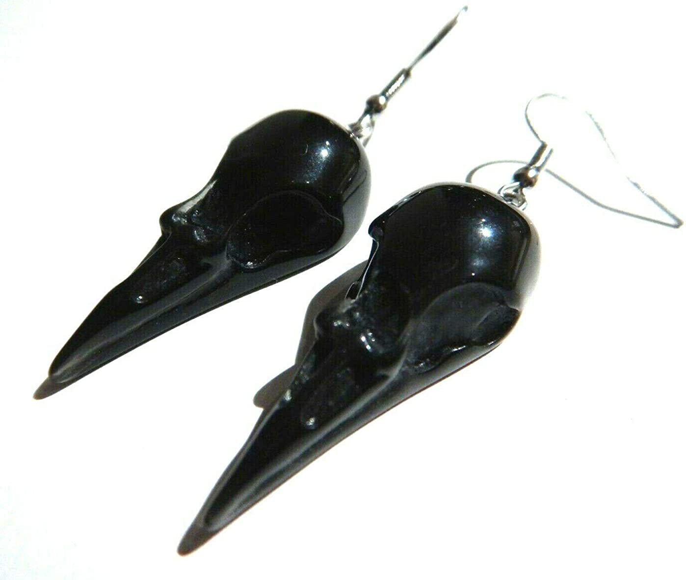 Orecchini leggeri orecchini a forma di testa di uccello orecchini a forma di testa di corvo in acrilico nero ganci per le orecchie gotici mistici_voghion.com