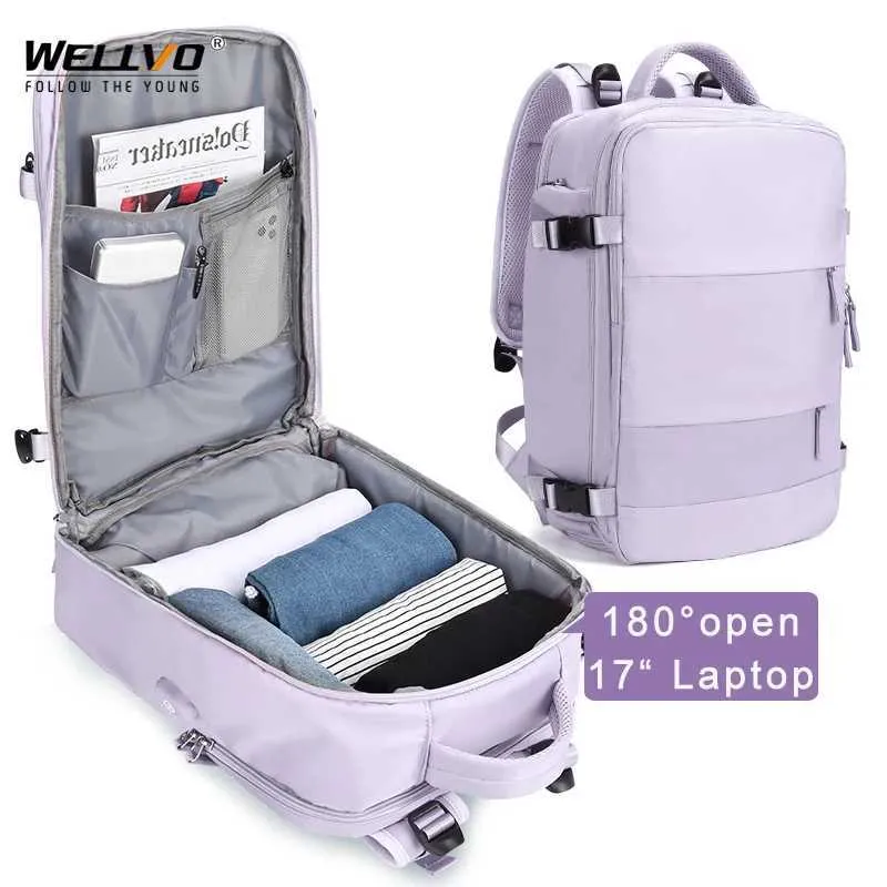17 Laptop Multifunktions Reise Rucksack Mode Student Buch Taschen Große Kapazität Travelg Tasche USB Lade Mochila_voghion.com