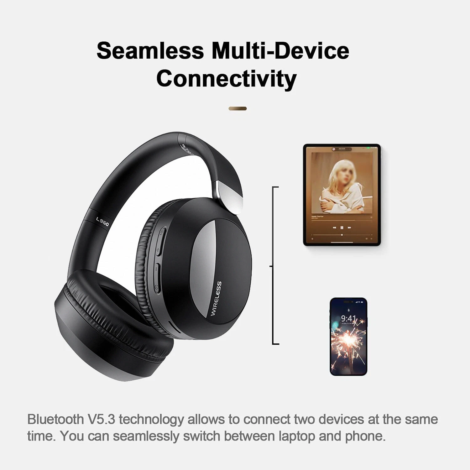 Wireless Bluetooth 5.3 Headphones Foldable Stereo Earphones Headset Mic Over-Ear_voghion.com