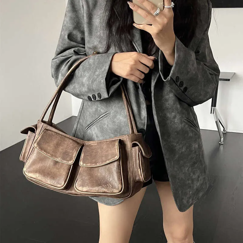Vintage Y2k Women's Underarm Designer Large Capacity Handbag Wallet New Motorcycle and Bicycle Multi Pocket Shoulder_voghion.com