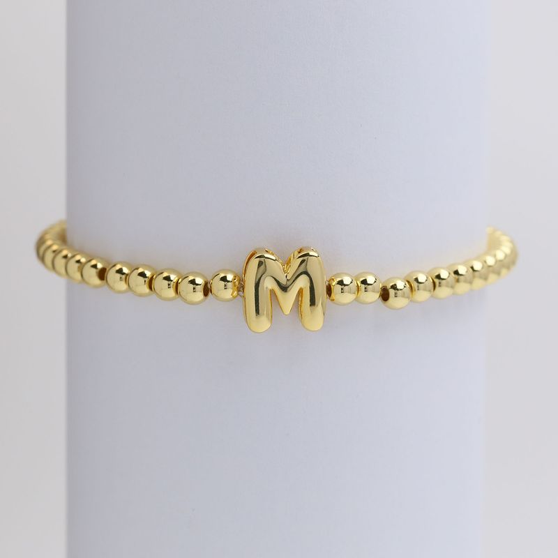 Copper Beaded Plating Letter Bracelets_voghion.com