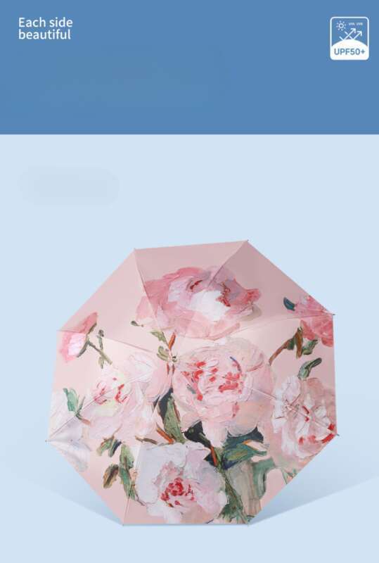 Zložljiva Premium Feel Free Bag Layer Double Flower Rain sončni dežnik za dvojno uporabo, ženska krema za sončenje in UV-zaščita_voghion.com