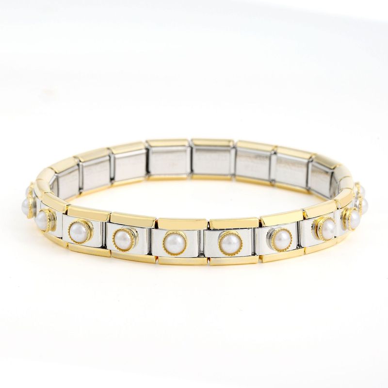 Pulsera DIY con corona de perlas de gallo arcoíris, módulo universal de acero inoxidable de 9 mm, estilo nórdico italiano_voghion.com