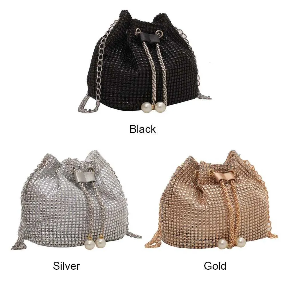 Moda Rhie Handbags Shiny Dia Bucket Wedding Party Shoulder Underarm Bag per le donne Shoppin241211_voghion.com
