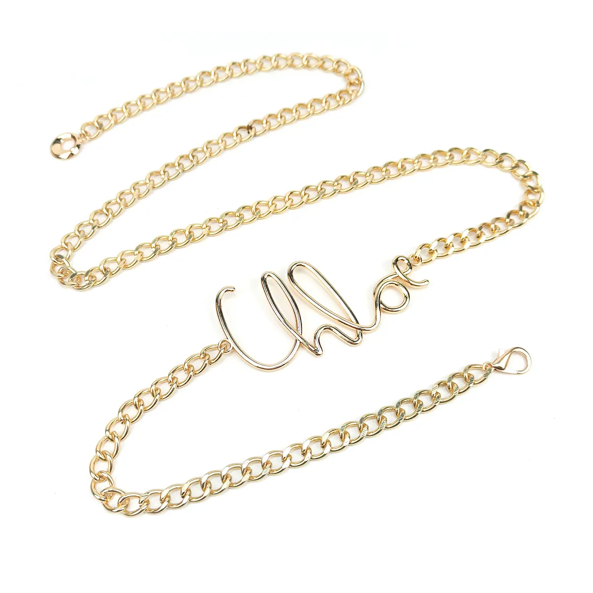 Gürtel Retro Gold Buchstaben Taille Kette Frauen mit Rockhose Hochwertiger dünner Metallgürtel_voghion.com