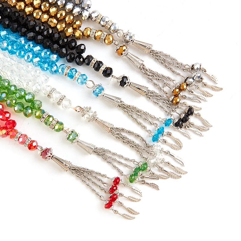 Chains 8mm 99 Beads Crystal Prayer Tasbih Tasbeeh Masbaha Bracelet Islamic Muslim_voghion.com