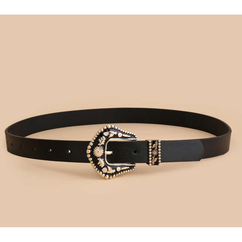 New Women's Needle Buckle Belt Black Decorative Carved Punk Style Jeans With Eye Bags For Women_voghion.com