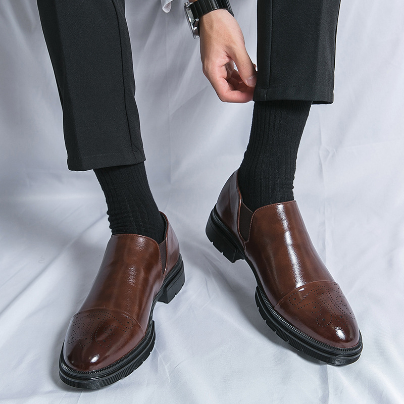 Low-top Business Leather Shoes Plus-size Brogues Slip-on Business Dress Shoes_vogvips.com