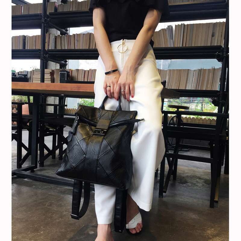 New Fashion Women's Korean Multifunctional Lock Backpack, Travel Bag_voghion.com