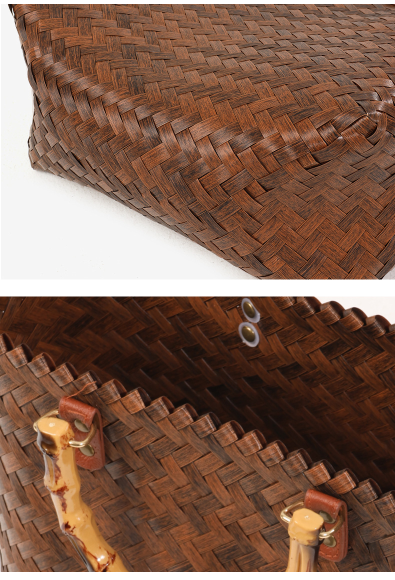 Nuova borsa retrò portatile di grande capacità, versatile borsa per cesto di verdure intrecciata con sciarpa in seta e paglia fatta a mano_voghion.com