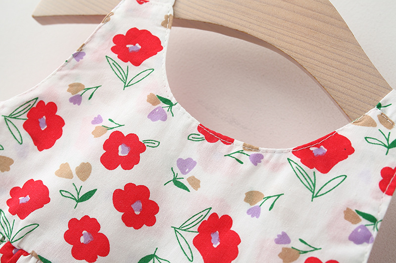 Newborn Baby Girl Dresse Summer Flower Printed Bows Princess Dress For Baby Cute Cotton Clothes Kids_voghion.com