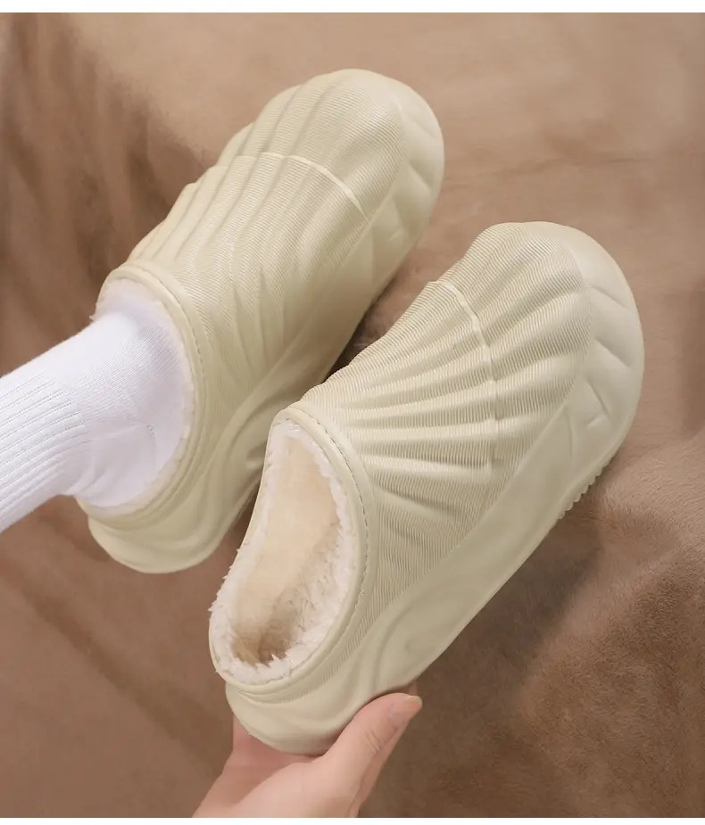 Couple Solid Color Waterproof Cotton Slippers Warm Fashion Casual Can Be Worn Outside Men And Women_voghion.com