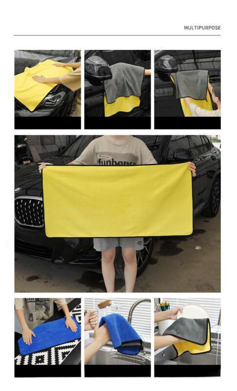 Car Wash Thickened Absorbent Coral Fleece Car Towel, Dual Color Double-sided High-density Household Cleaning Cloth_voghion.com