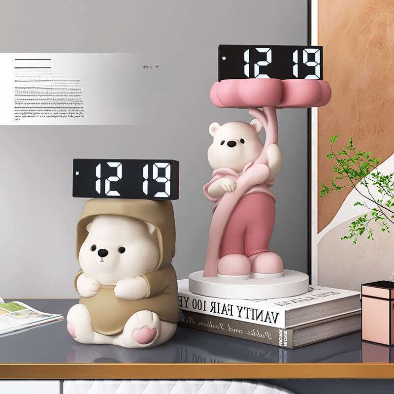 【Merkeanmeldelse 102000+】 Palmetre Kreativ Bjørn Digital Elektronisk Klokke Ornament Stue Entré Kontor Skrivebord_voghion.com