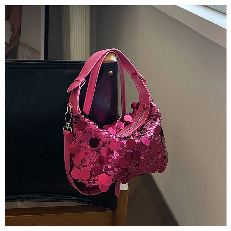 Modische kleine quadratische Tasche Damen im neuen ausländischen Stil 2024 mit Pailletten, Knödeltasche, vielseitige_voghion.com