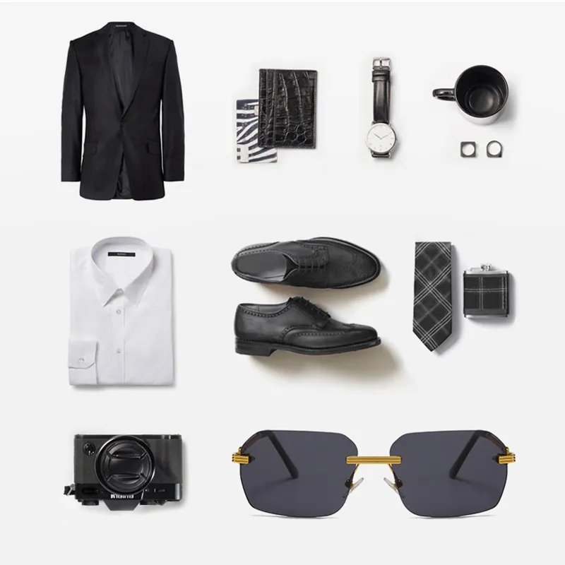 Cartr classique femme lunettes de soleil montures de lunettes de myopie sans monture lentille dégradé nuances de thé profond affaires essentielles_voghion.com