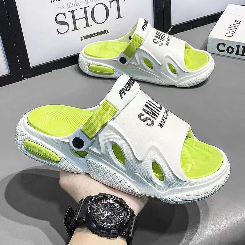 Nuove pantofole estive con fondo spesso antiscivolo One Word Drag da uomo, scarpe comode e comode per il tempo libero, per interni ed esterni_voghion.com