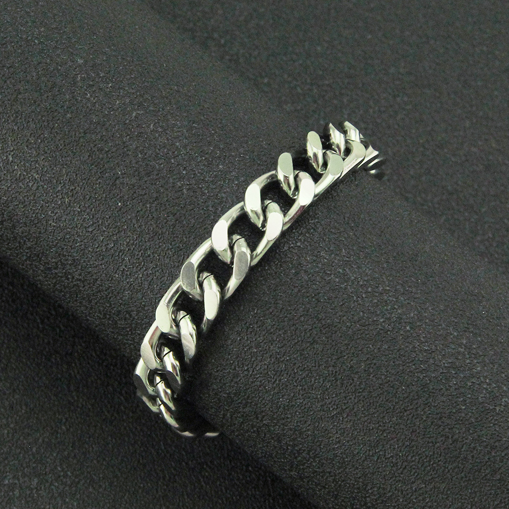 INS Simple Smooth Cuban Chain Light Luxury Men's Bangle Personality Versatile Three-Dimensional Trendy Bracelet_voghion.com