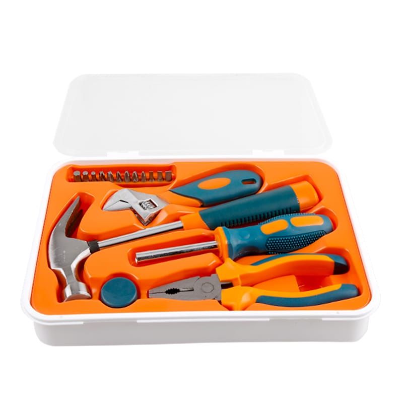 18pcs Household Tool Set With Hammer, Wrench, Pliers, Screwdriver Bits, Tool Set For Home Repairs, Premium Tool Set, Boxed, Orange_voghion.com