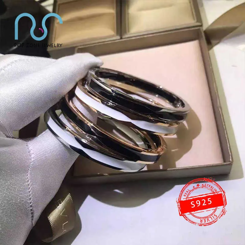 Sterling Silver And Ceramic Bangle Bracelet For Women Elegant_voghion.com