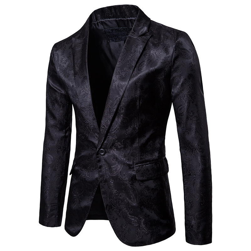 1 Plus Size Suit Court Style Hidden Pattern Design Fashion Single Button Slim Fit Men's Blazer_voghion.com