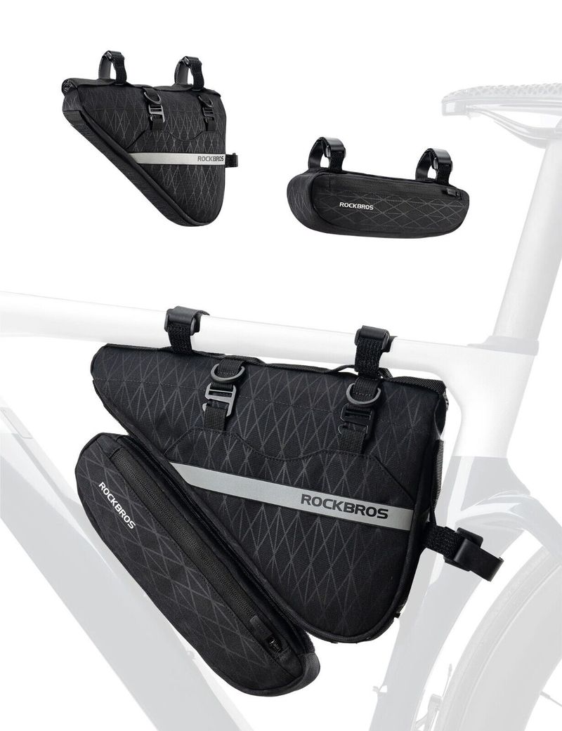 ROCKBROS Geantă pentru ghidon și cadru de bicicletă, 1,3 l + 0,7 l, 2 în 1, geantă pentru biciclete de șosea_voghion.com
