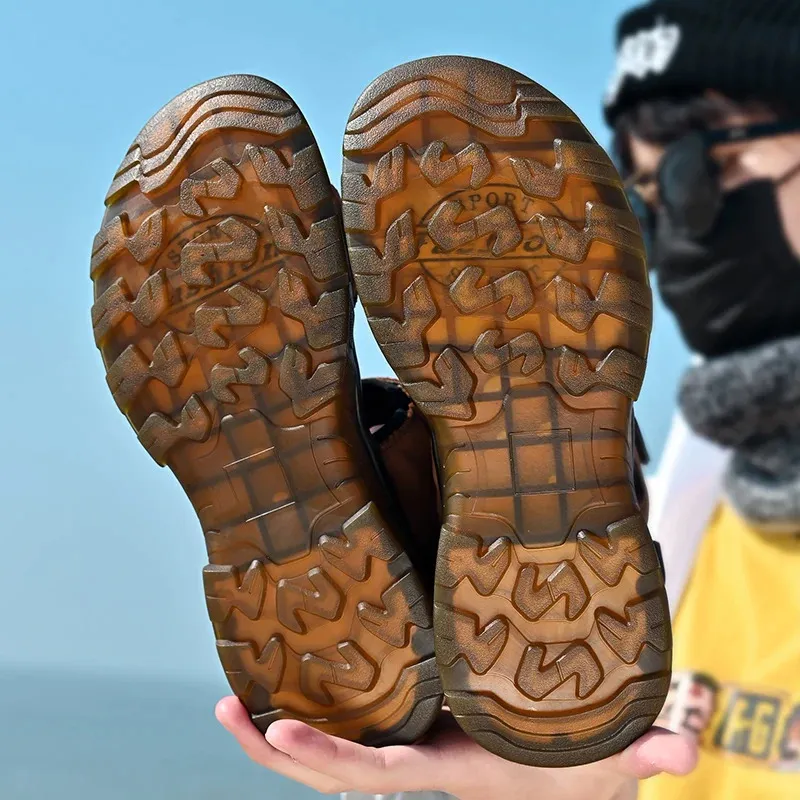 Comfortable Genuine Leather Men Sandals For Outdoor Hiking Summer_voghion.com