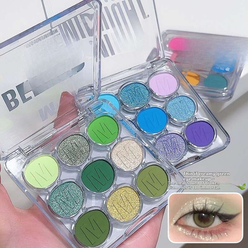 Palette Color Nine Fine Glitter Blu Verde Viola Ombretto per trucco teatrale_voghion.com