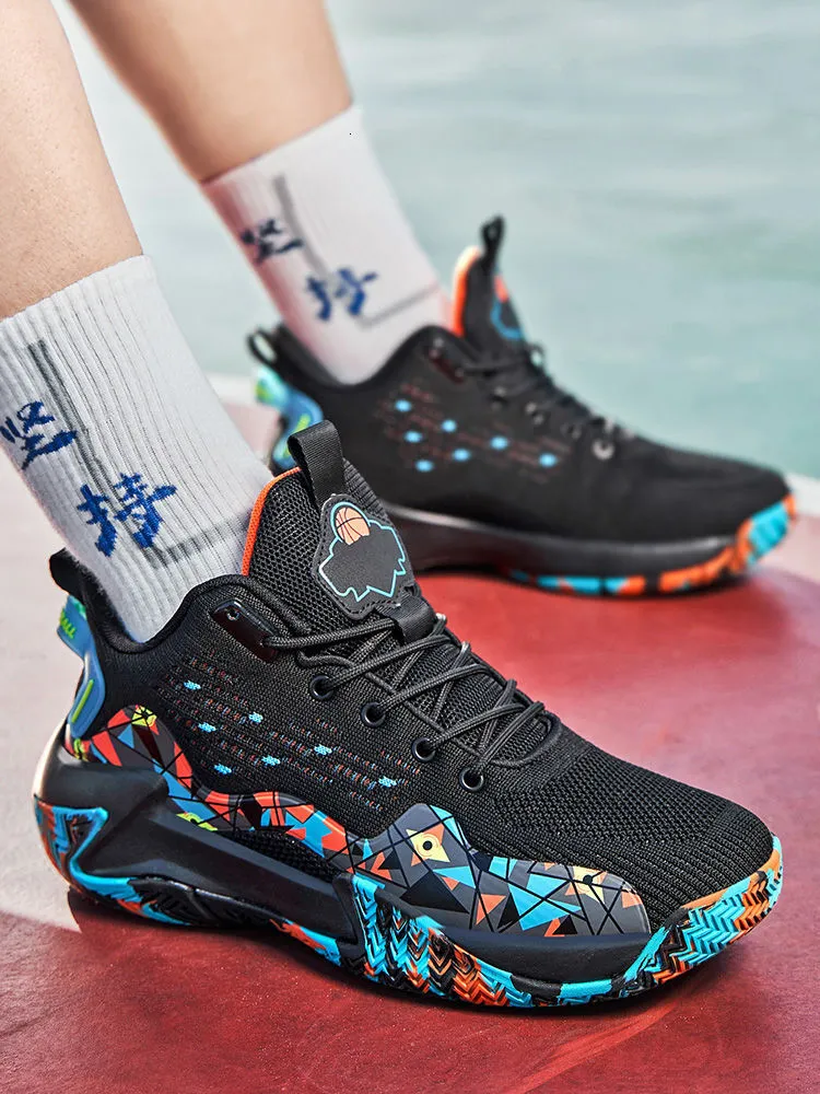 quality Hot Selg New Four Seasons Basketball Sports Breathable Elastic Blue Ball Shoes Men's High Top_voghion.com